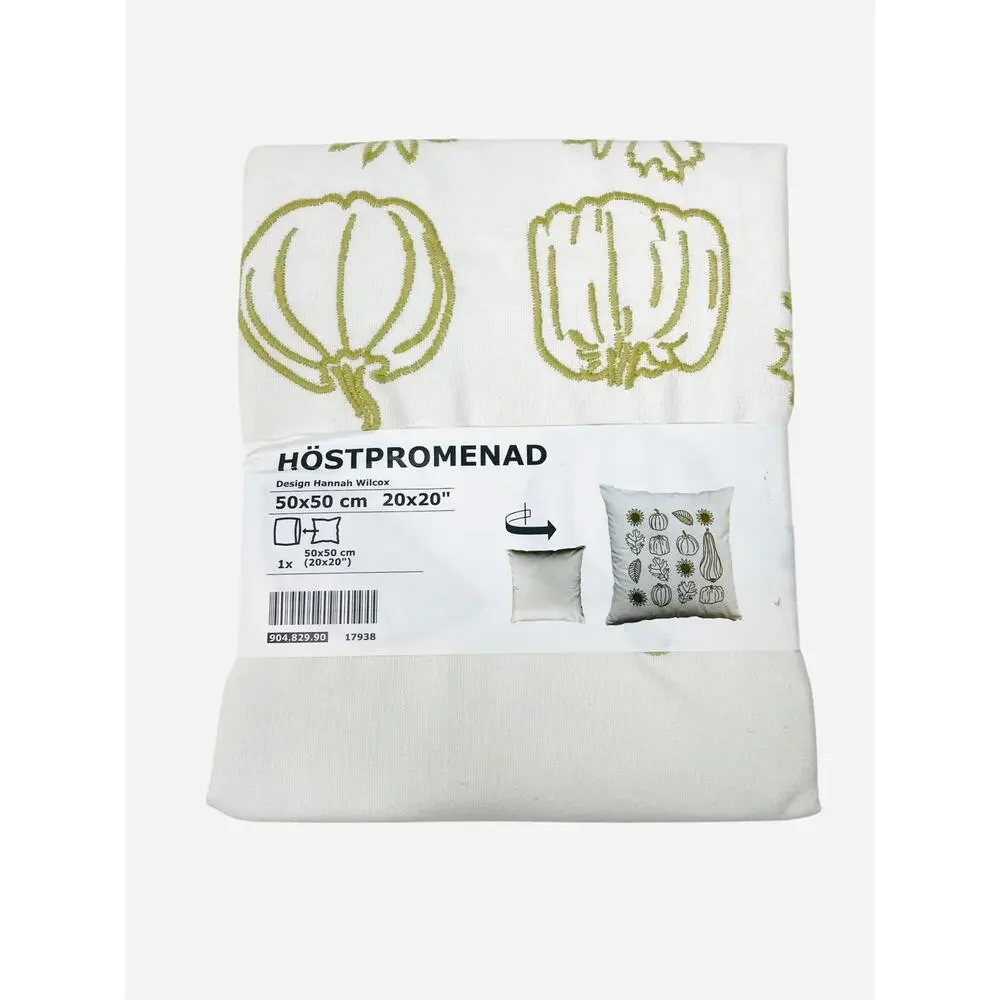 IKEA HOSTPROMENAD Pillow Cover 20x20 Embroidered Fall Harvest Discontinued NWT